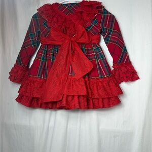 Festive Red Plaid Kids Costume Dress